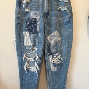 American Eagle Blue Patchwork Jeans